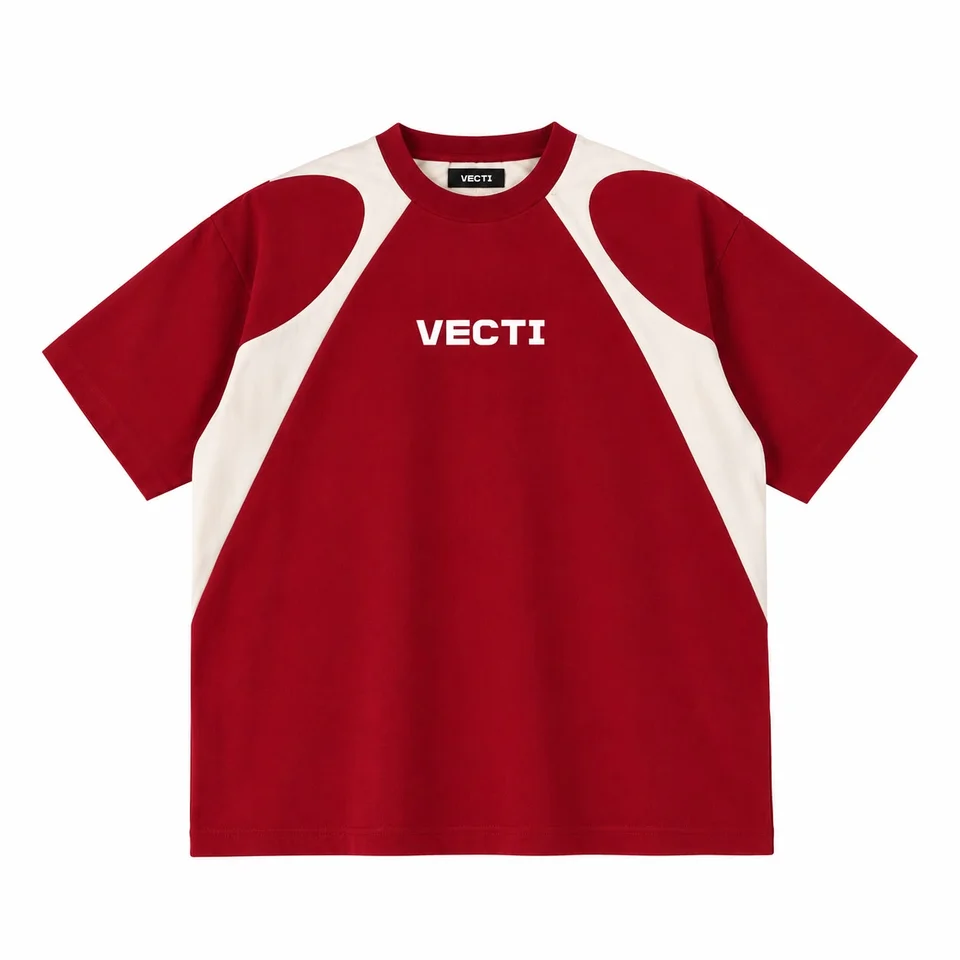 VECTI Signature Raglan — Burgundy/Cream — full front view