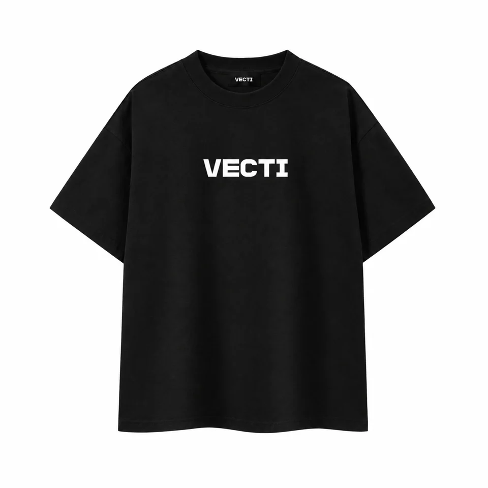 VECTI T-Shirt — Black — flat lay front view
