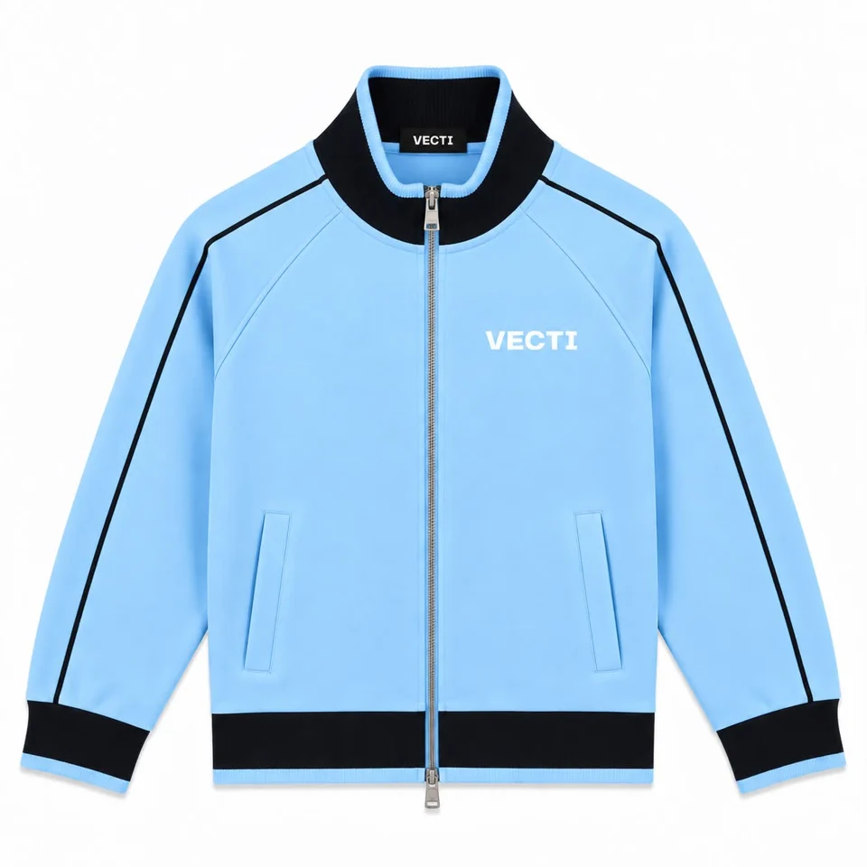 VECTI Track Jacket — Sky Blue — full front view