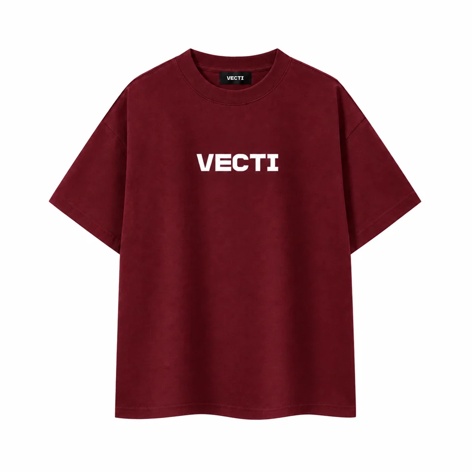 VECTI T-Shirt — Deep Red — flat lay front view
